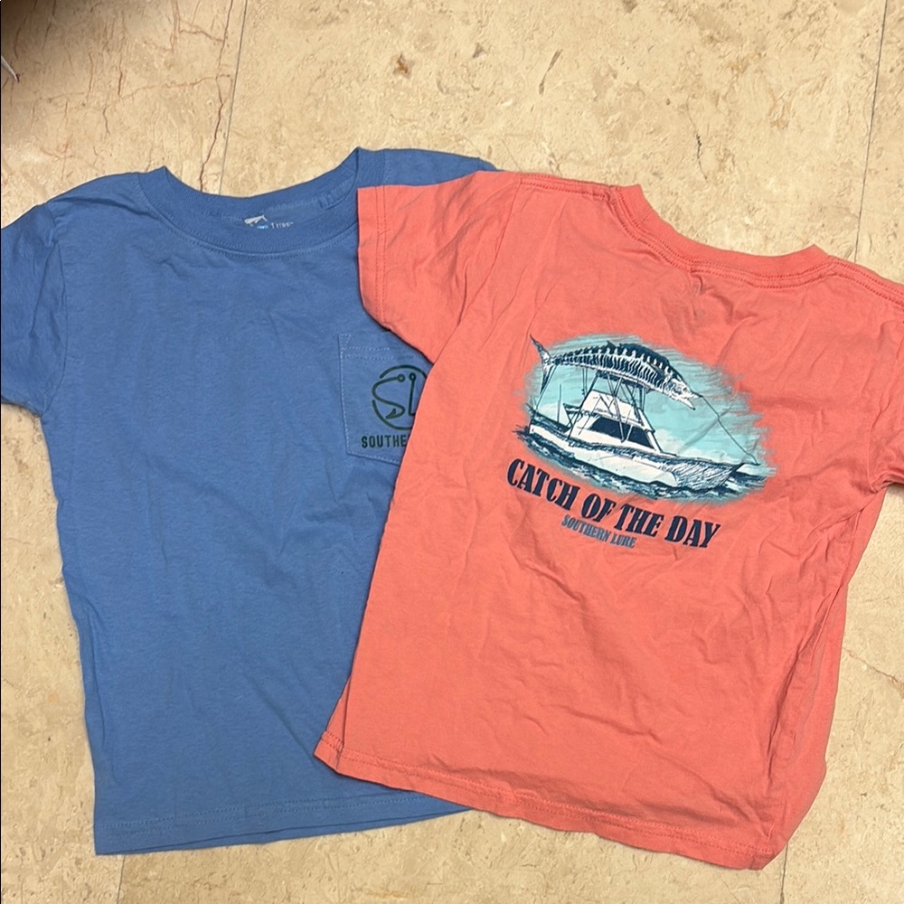 Southern Tide Kids' Blue and Coral T-Shirts size 6